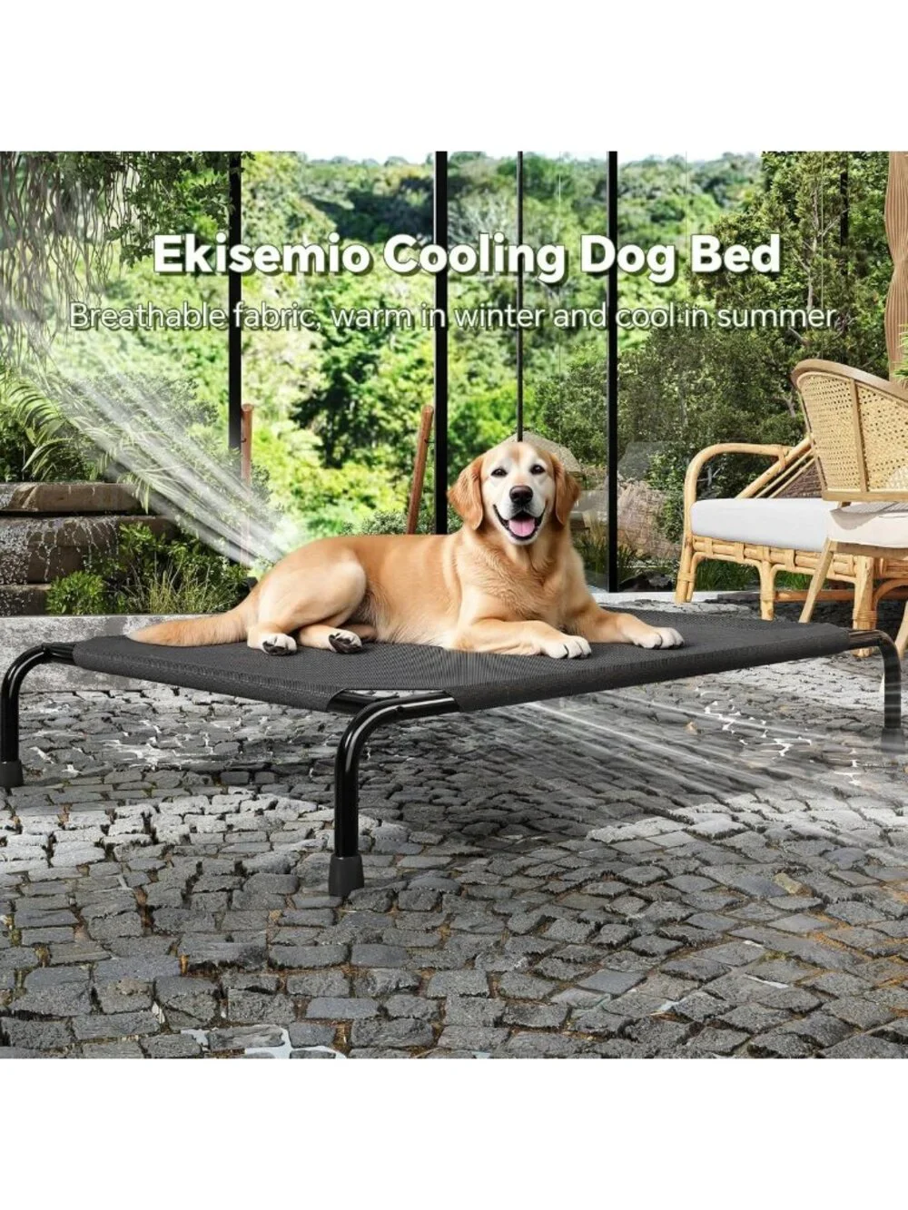 Elevated Waterproof Dog Bed for Large Dogs - Breathable Mesh, Indoor/Outdoor